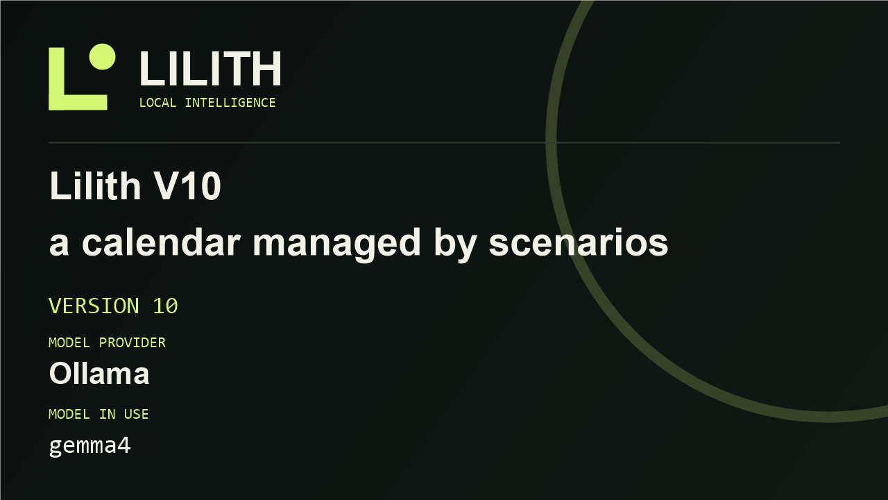Lilith V10 - a calendar managed by scenarios