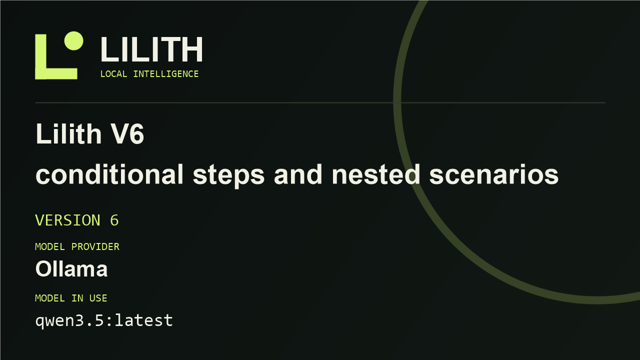 Lilith V6 - conditional steps and nested scenarios